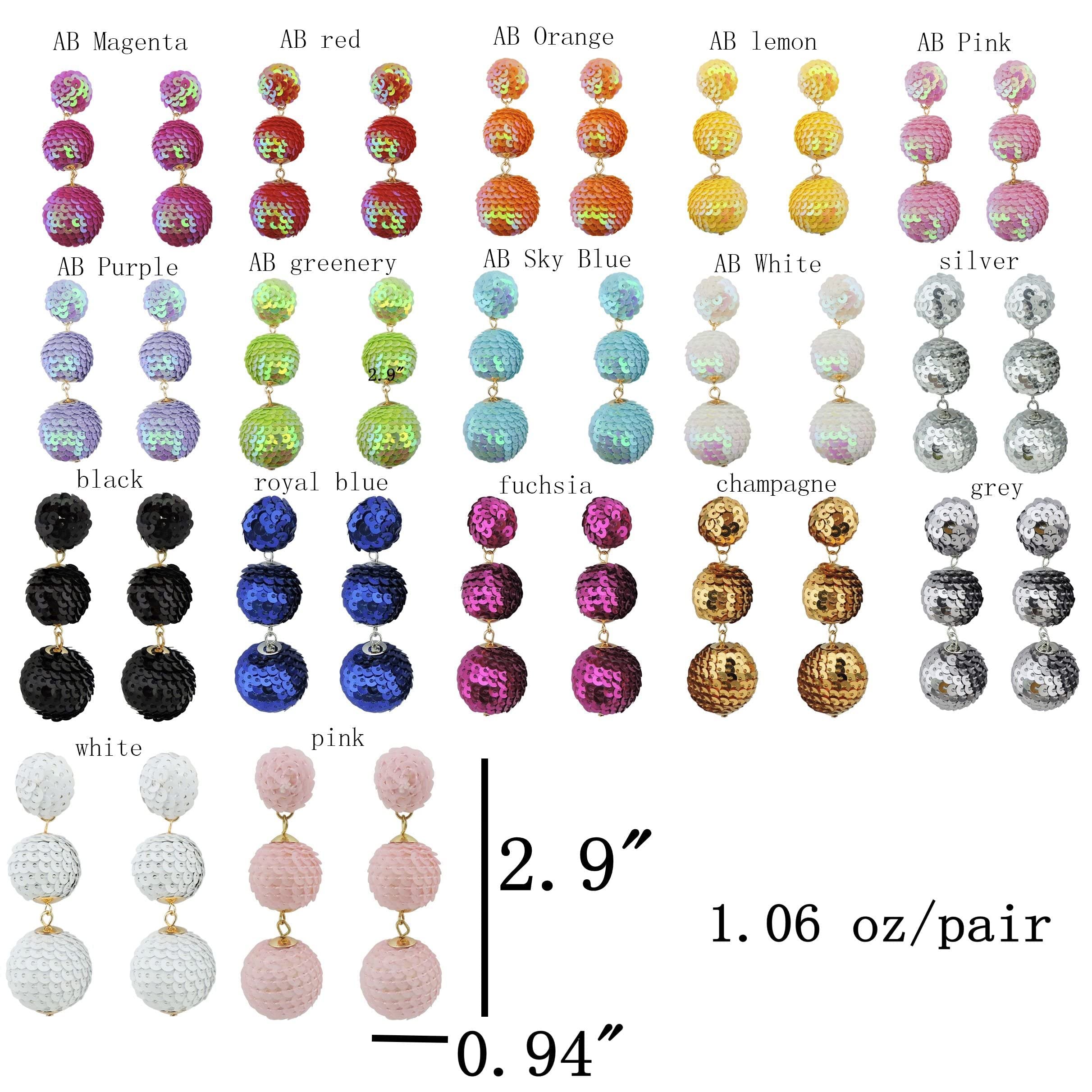 Coiris Black Sequin Ball Dangle Stud Earrings for Women Beaded Statement Drop Earrings（ER1084-black）