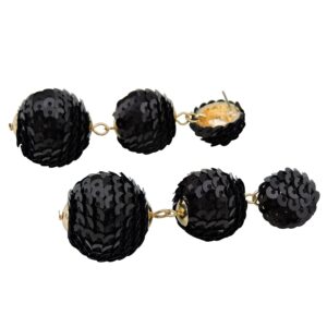 Coiris Black Sequin Ball Dangle Stud Earrings for Women Beaded Statement Drop Earrings（ER1084-black）