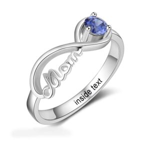 Personalized Mom Jewelry with Simulated Birthstone Infinity Family Cubic Zirconia Ring for Mother (7)