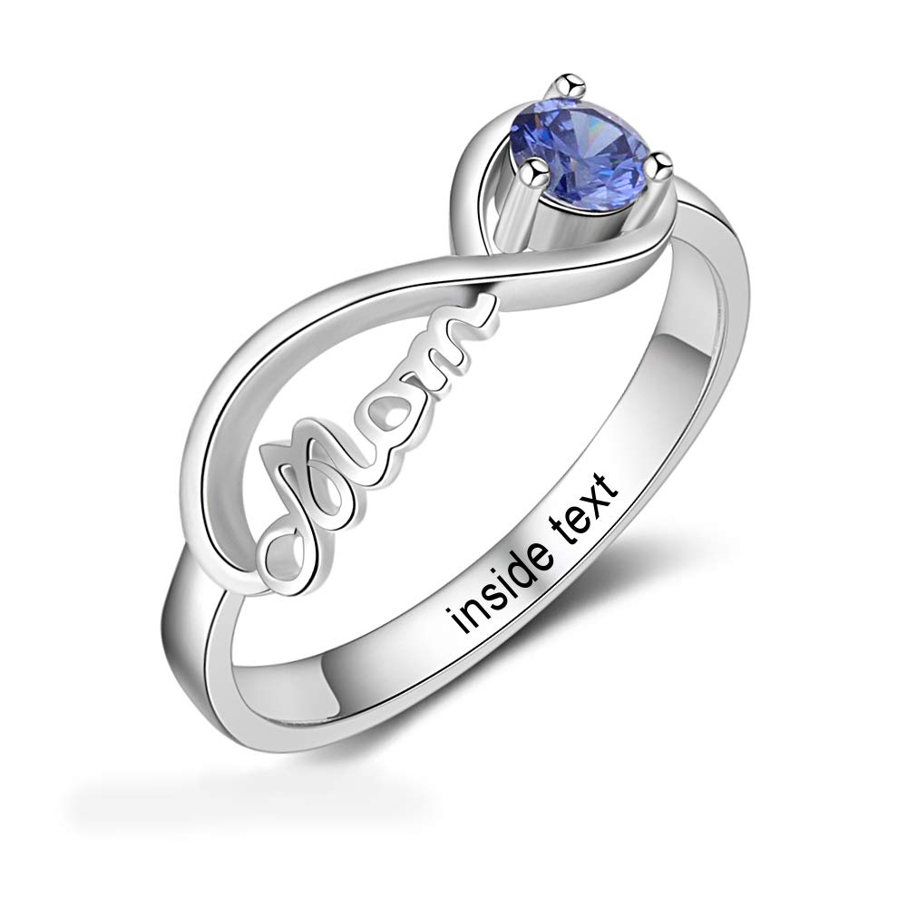 Personalized Mom Jewelry with Simulated Birthstone Infinity Family Cubic Zirconia Ring for Mother (7)