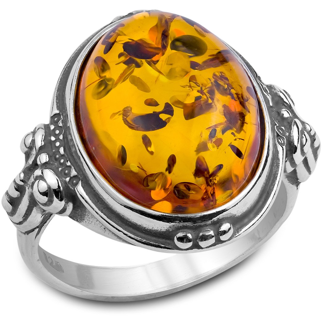 Ian and Valeri Co. Amber Sterling Silver Large Oval Ring