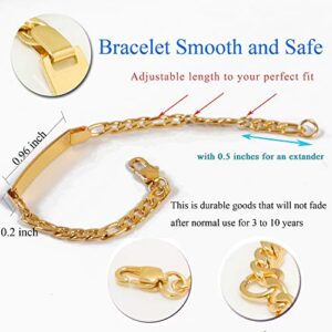 Tina&Co Personalized Gold Name Plated Bracelet 4.5'' Free Engraved Bracelet for Baby