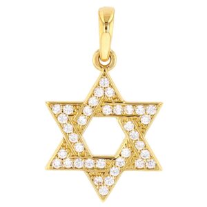 religious by jewelry america solid 14k yellow gold simple jewish star of david charm pendant with cubic zirconia