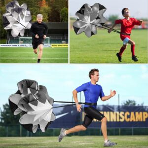 Running Speed Training, 2 Umbrella Speed Chute 56 Inch Running Parachute Soccer Training for Weight Bearing Running and Fitness Core Strength Training