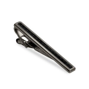 merit ocean men tie bar clip 2.2" inches brass gun-black plated carbon fiber regular fashion tie bar clips (gun black)