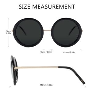 JOOX Polarized Retro Round Sunglasses for Women, Vintage Oversized Ladies Sun Glasses with 100% UV Protection Lens