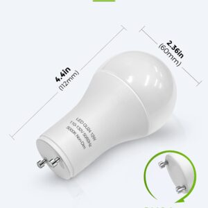 LOHAS GU24 Base LED Light Bulb, 1200Lumen, 12Watt (75W-100W Equivalent) 5000K Daylight White A19 Shape for Ceiling Fan, Twist Lock GU24 LED Light Bulbs for Home Lighting, Non-Dimmable, 4-Pack