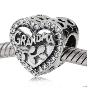 925 Sterling Silver Love Grandma Charm Heart Charm Birthday Charm Anniversary Charm for Pandora Charms Bracelet