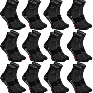 12 pairs of Black Athletic Socks: Running, Cycling, Fitness, Breathing Cotton S