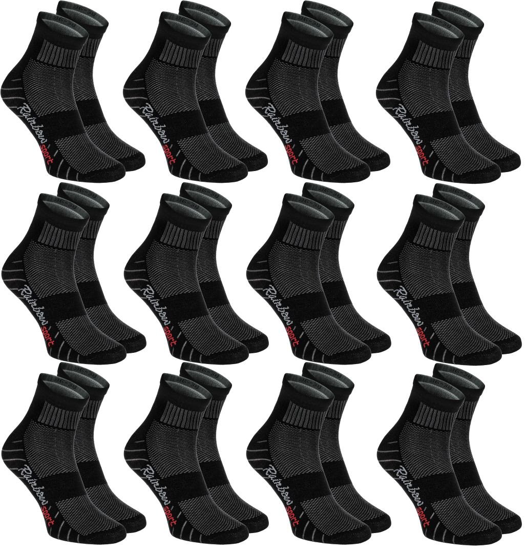 12 pairs of Black Athletic Socks: Running, Cycling, Fitness, Breathing Cotton S