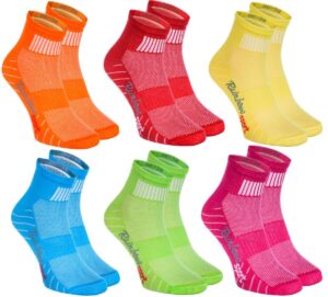 6 pairs of colorful sport athletic socks: running, fitness, breathing cotton xs