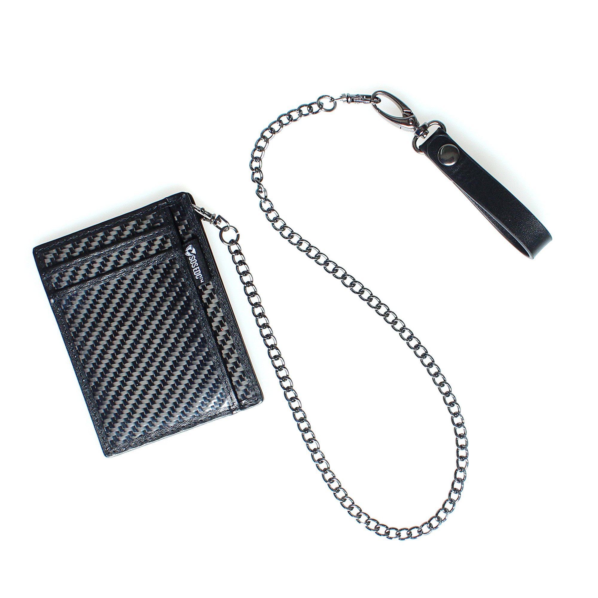 Minimalist Carbon Fiber RFID Blocking Anti-Theft Wallet w/Removable Chain