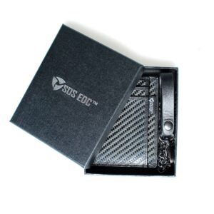 Minimalist Carbon Fiber RFID Blocking Anti-Theft Wallet w/Removable Chain