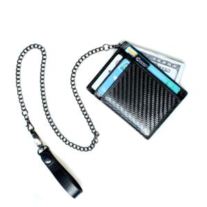 Minimalist Carbon Fiber RFID Blocking Anti-Theft Wallet w/Removable Chain