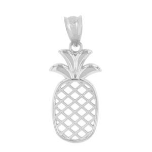 925 Sterling Silver Cut-Out Tropical Fruit Pineapple Charm Pendant