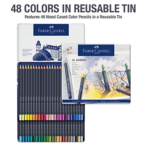 Faber-Castell Creative Studio Goldfaber Color Pencils - Tin of 48, 48 Colors