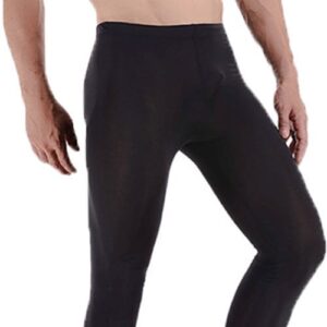 LinvMe Men's Ice Silk See Through Long Pants Slim Leggings Tights Black