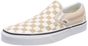 vans unisex adults' classic slip on trainers, beige ((checkerboard) frappe/true white qco), 7.5 uk 41 eu