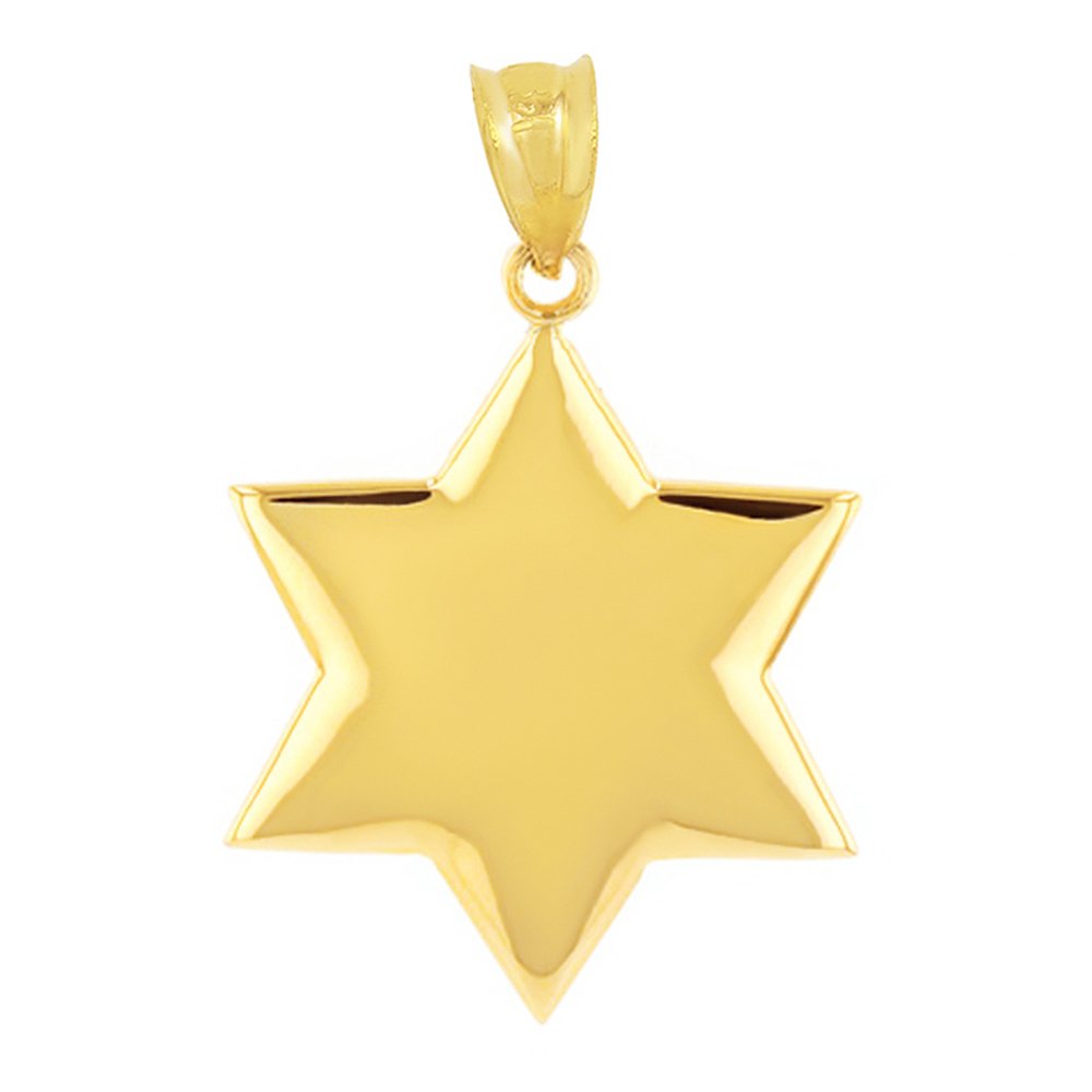 High Polish 14k Yellow Gold Six Point Star Charm Pendant