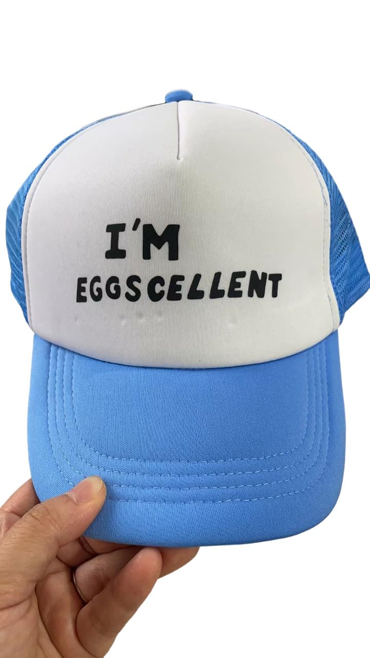 I'm Eggscellent Trucker Hat The Regular Show Cap Rigby Mordecai TV Show Costume Blue