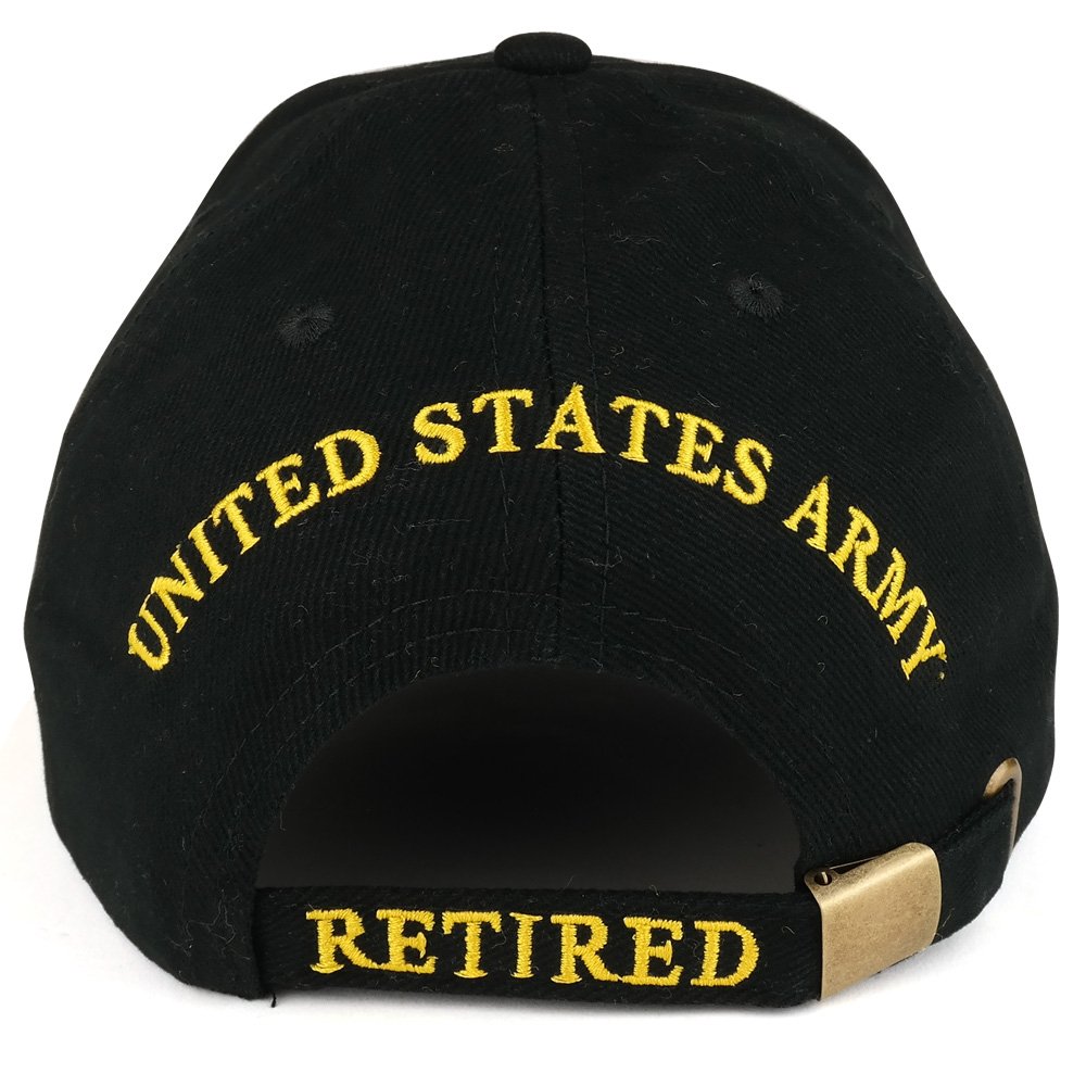 Officially Licensed US Army Retired with Emblem Embroidered Military Baseball Cap - Black