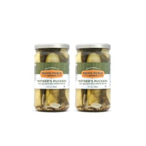 mother’s puckers - classic home-style garlic dill pickles - crisp, crunchy gourmet pickle halves - non-gmo, kosher, sugar-free, gluten-free 24oz jar (2-pack)