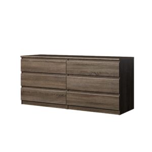 tvilum scottsdale 6 drawer double dresser, truffle