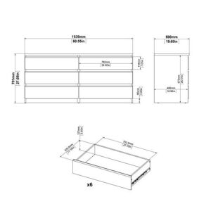 Tvilum Scottsdale 6 Drawer Double Dresser, Truffle