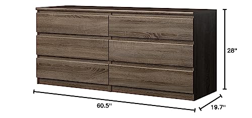 Tvilum Scottsdale 6 Drawer Double Dresser, Truffle