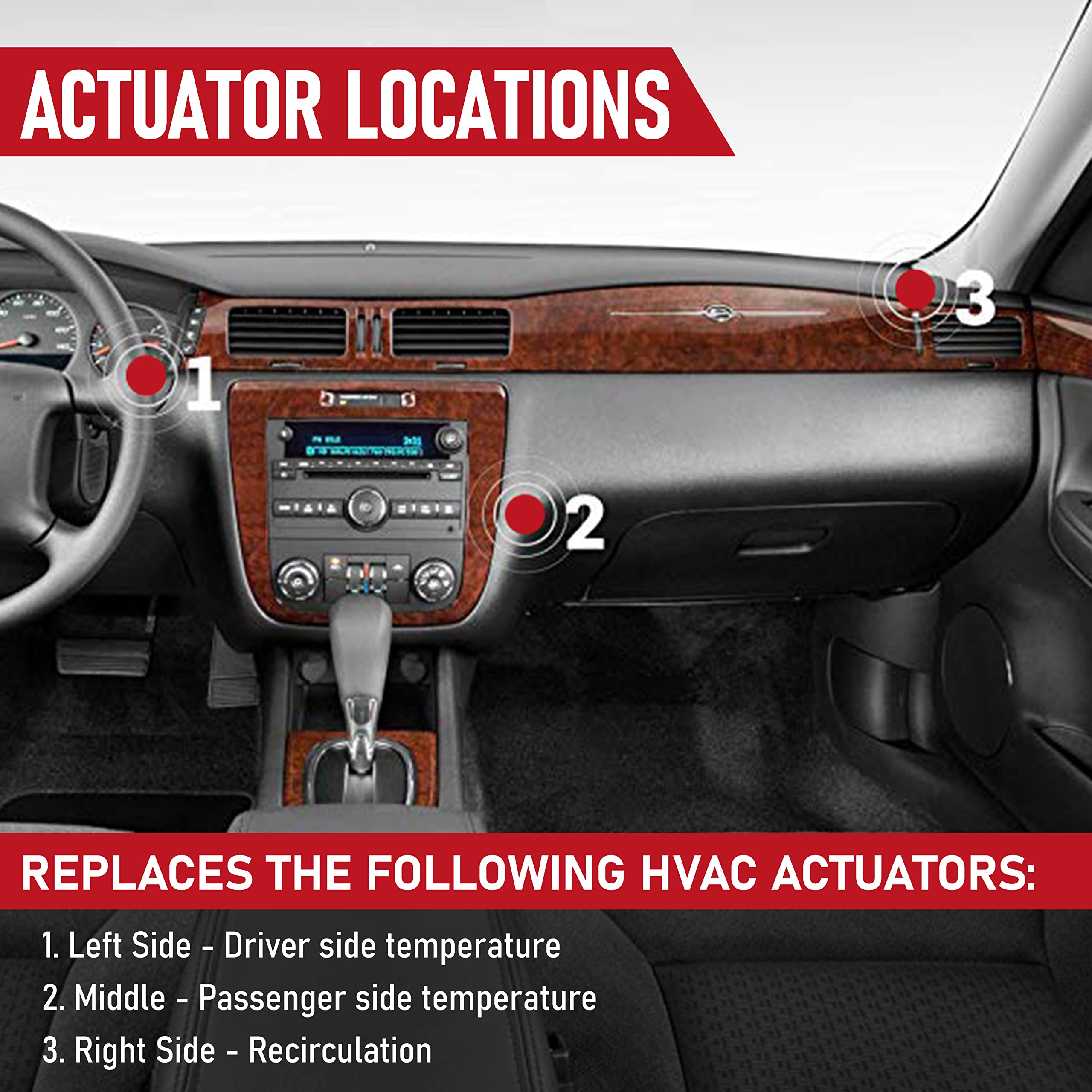 HVAC Heater Blend Door Actuator - Compatible with Chevrolet Impala 2004-2013 Vehicles - 1573517, 1574122, 15844096, 22754988, 52409974, 604-108, 15-74122, 604108 - Temperature Air Door Impala Actuator