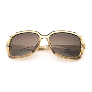 LECKIRUT Oversized Sunglasses for Women Polarized UV Protection Classic Fashion Ladies Shades Coffee Frame Coffee Lens