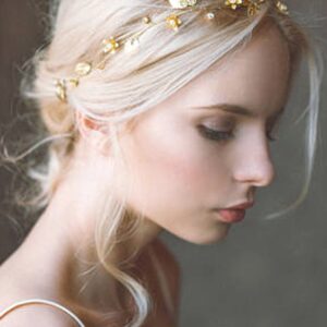 Yean Bride Wedding Hair Vine Headband Gold Leaf Bridal Accessories for Women (Gold) (Gold)