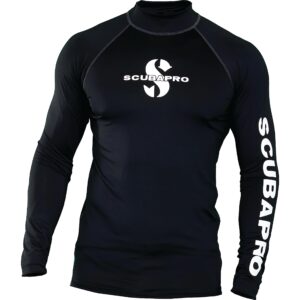 scubapro men's standard upf 50 rash guard, long sleeve, black, xl