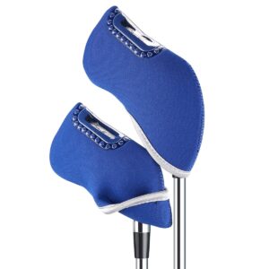 Sword &Shield sports 10pcs Neoprene Golf Iron Club Covers See Through Window Head Cover(Blue)