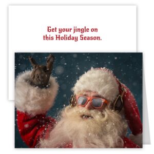 Rock 'n Roll Santa Holiday Card Pack - Set of 25 cards - 1 design, versed inside with envelopes