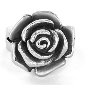 West Coast Jewelry | ELYA Stainless Steel Blooming Antiqued Rose Ring - Size 8