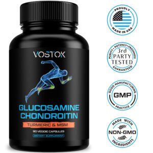 Glucosamine Chondroitin with Turmeric MSM Boswellia - Natural Joint Supplement for Men and Women - Supports Healthy Joint Structure, Function & Comfort - Non-GMO and Gluten Free - 90 Capsules