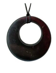 black shungite eclipse pendant - 2" round circle necklace - karelia russia shungite