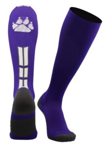 madsportsstuff wild paw over the calf socks (purple/white/graphite, small)