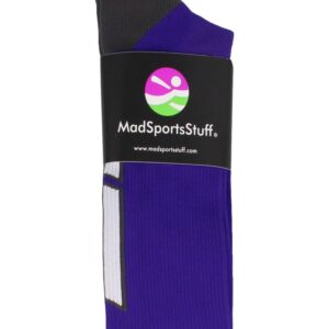 MadSportsStuff Wild Paw Over the Calf Socks (Purple/White/Graphite, Small)