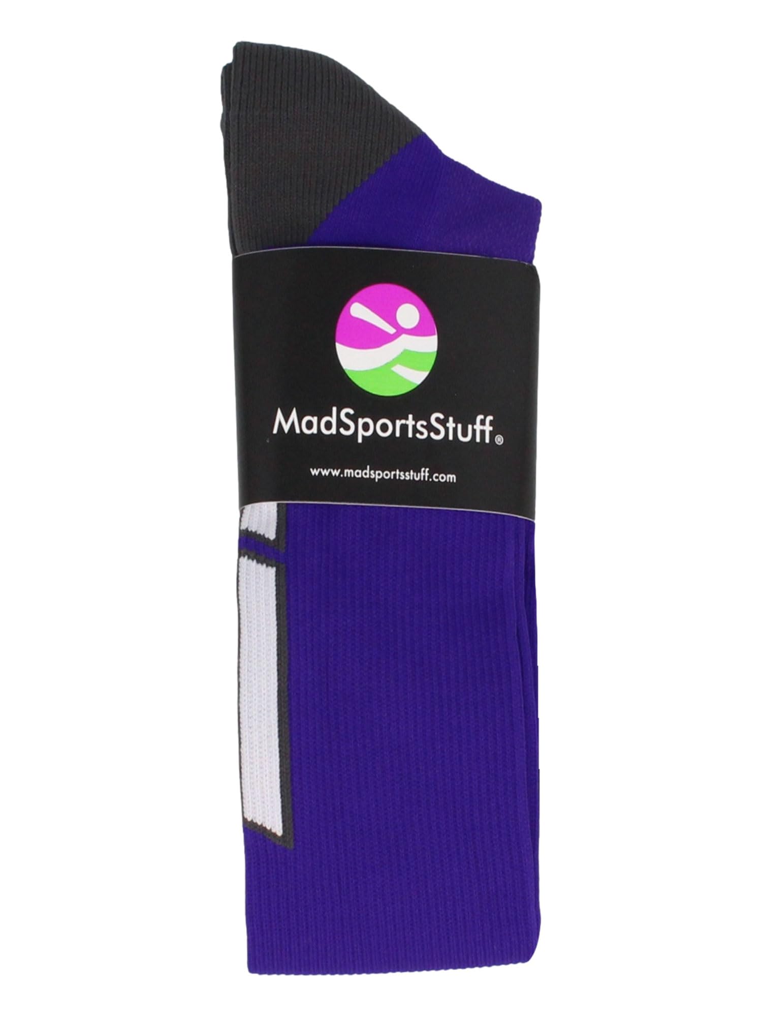 MadSportsStuff Wild Paw Over the Calf Socks (Purple/White/Graphite, Small)