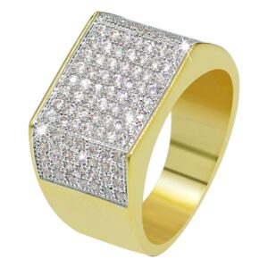 jinao 18k gold plated iced out square bling ring cubic zirconia statement wedding band ring for women men hip hop (11)