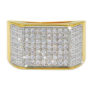 JINAO 18k Gold Plated Iced Out Square Bling Ring Cubic Zirconia Statement Wedding Band Ring for Women Men Hip Hop (11)