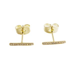 honeycat skinny midi crystal bar earrings in 18k gold plated | minimalist, delicate jewelry (g)