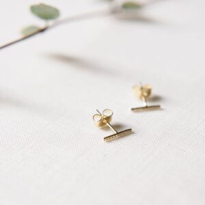 HONEYCAT Skinny Midi Crystal Bar Earrings in 18k Gold Plated | Minimalist, Delicate Jewelry (G)