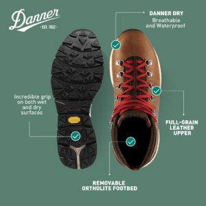 Danner Mountain 600 Hiking Boots for Women - Waterproof, Durable Suede Upper, Breathable Lining, Triple-Density Footbed & Vibram Traction Outsole, Saddle Tan - 6.5 M