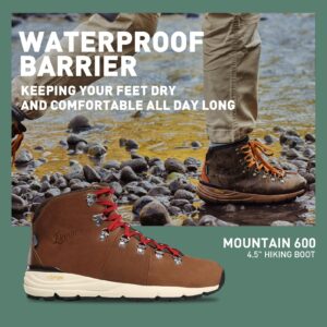 Danner Mountain 600 Hiking Boots for Women - Waterproof, Durable Suede Upper, Breathable Lining, Triple-Density Footbed & Vibram Traction Outsole, Saddle Tan - 6.5 M