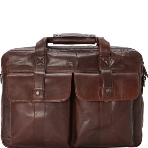 mancini leather goods double compartment 15.6" laptop briefcase with rfid secure