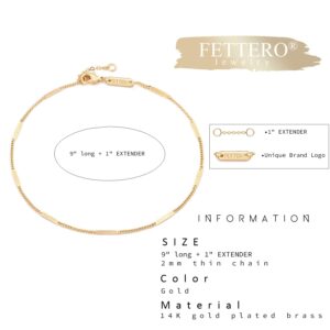 Fettero Anklet Bracelets for Women Gold Plated Dainty Waterproof Anklet Adjustable Delicate Beach Anklet Jewelry Beaded Ball Tennis Link Anklet Summer Boho Beach Foot Jewelry for Women Gifts