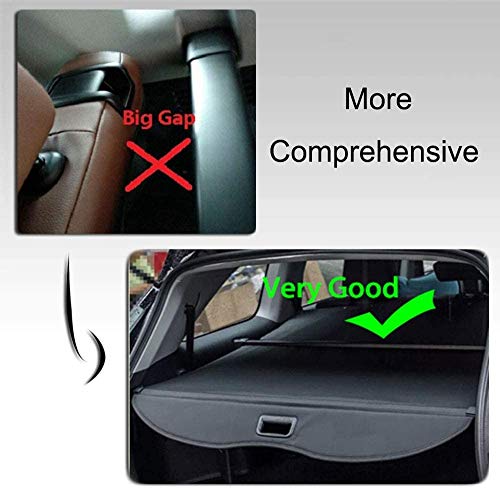 kaungka Cargo Cover Retractable for 2015-2024 Ford Edge Black (There is no Gap Between The Back Seats and The Cover)